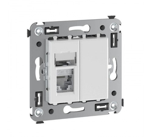 Компьютерная розетка RJ-45 в стену, кат.6 одинарная экранированная, "Avanti", "Белое облако"  4400393  DKC