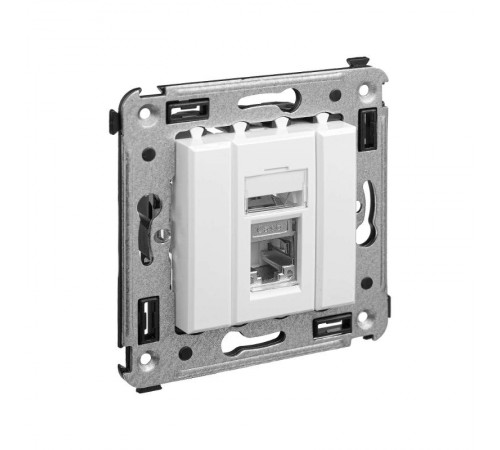 Компьютерная розетка RJ-45 в стену, кат.6 одинарная экранированная, "Avanti", "Белое облако"  4400393  DKC