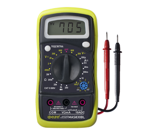 Мультиметр цифровой MAS830BL  5000476  ФАZА