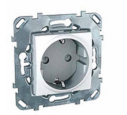 Unica Белый Розетка 1-ая с/з с защитными шторками винт. зажим  MGU5.037.18ZD  Schneider Electric