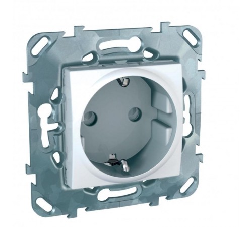 Unica Белый Розетка 1-ая с/з с защитными шторками винт. зажим  MGU5.037.18ZD  Schneider Electric