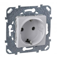 Unica Белый Розетка 1-ая с/з с защитными шторками винт. зажим  MGU5.037.18ZD  Schneider Electric