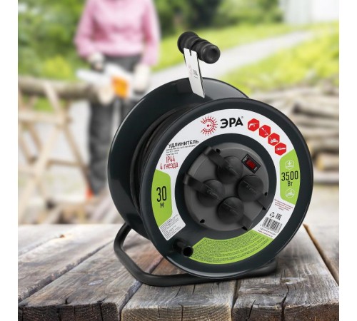 Удлинитель силовой ЭРА RMx-4es-3x1.5-30m-IP44(KG) на м. катушке c/з 4 гн 30м КГ 3х1.5  Б0046844  ЭРА