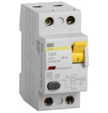 Выключатель дифференциальный (УЗО) ВД1-63 2п 100А 300мА тип AC  MDV10-2-100-300  IEK