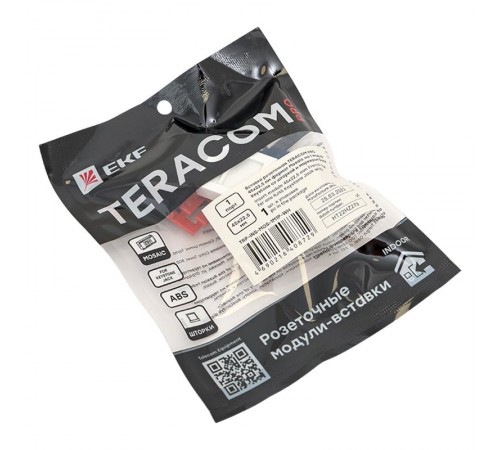 Вставка розеточная TERACOM PRO 45x22,5мм Mosaic на 1 мод со шторкой и маркером белая  TRP-INS-MOS-1M1P-WH  EKF