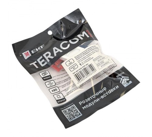 Вставка розеточная TERACOM PRO 45x22,5мм Mosaic на 1 мод со шторкой и маркером белая  TRP-INS-MOS-1M1P-WH  EKF