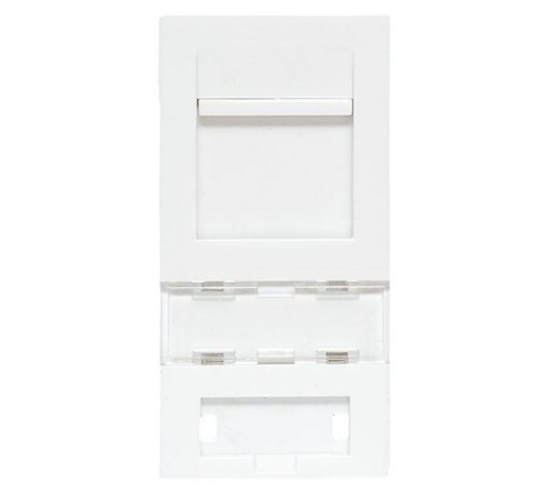 Вставка розеточная TERACOM PRO 45x22,5мм Mosaic на 1 мод со шторкой и маркером белая  TRP-INS-MOS-1M1P-WH  EKF