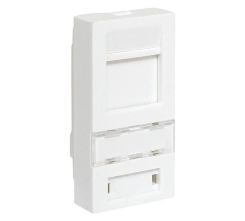 Вставка розеточная TERACOM PRO 45x22,5мм Mosaic на 1 мод со шторкой и маркером белая  TRP-INS-MOS-1M1P-WH  EKF