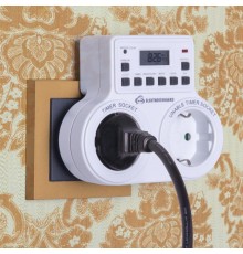 TMH-E-5 16A x2 IP20 Белый розетка-таймер  a026138  Elektrostandard
