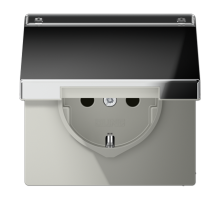 Штепсельная розетка SCHUKO 16A 250V~ с откидной крышкой и полем для надписи; полированный хром  GCR1520NAKL  Jung