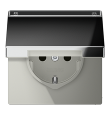 Штепсельная розетка SCHUKO 16A 250V~ с откидной крышкой и полем для надписи; полированный хром  GCR1520NAKL  Jung