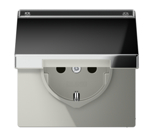 Штепсельная розетка SCHUKO 16A 250V~ с откидной крышкой и полем для надписи; полированный хром  GCR1520NAKL  Jung