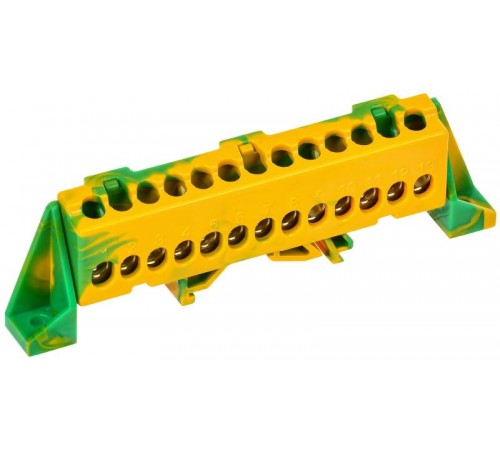 TEKFOR Шина PE "земля" в комбинированном DIN-изоляторе "Стойка" 6х9-13-ЖЗ  TF-NN10-13-DP-K52  IEK