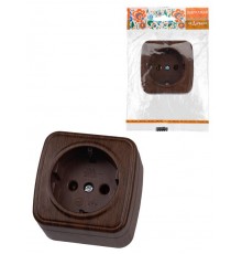 Розетка 2П+З открытой установки IP20 16А, венге "Дача" Народная  SQ1824-0028  TDM