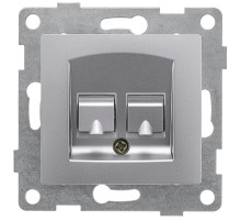 Bravo Розетка компьютерная и телефонная  (RJ45, RJ12), СУ, серебро  С10КТ-004  GUSI Electric