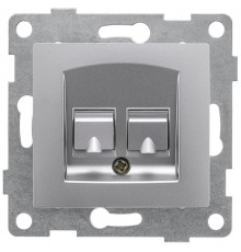 Bravo Розетка компьютерная и телефонная  (RJ45, RJ12), СУ, серебро  С10КТ-004  GUSI Electric