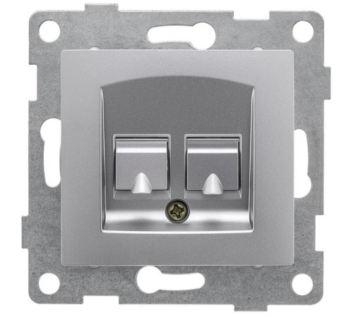 Bravo Розетка компьютерная и телефонная  (RJ45, RJ12), СУ, серебро  С10КТ-004  GUSI Electric
