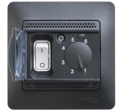 Glossa Антрацит Термостат электронный теплого пола с датчиком, от +5 до +50°C, 10A (в сборе)  GSL000738  SE