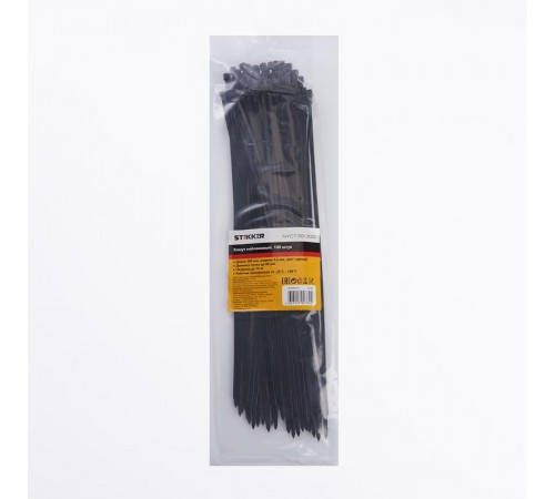 Хомут нейлоновый 3,6x300 мм, d пучка max 80 мм, нагрузка 18 кг, черный (100шт в упак)  32782  STEKKER