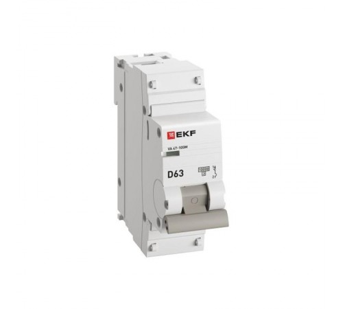 Выключатель автоматический 1P 63А (D) 10kA ВА 47-100M без теплового расцепителя PROximamcb47100m-1-63D-proEKF