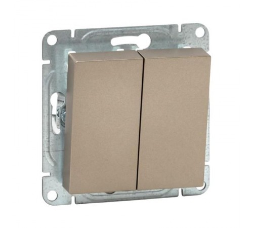 Механизм выключателя, двухклавишный, шампань Эпика  UP1-SWC-20 EKF