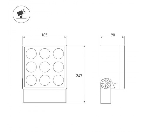 Светильник ALT-BLOCK-S185x185-36W Warm3000 (GR, 36 deg, 230V) (Arlight, IP66 Металл, 3 года)  052370  Arlight                              
