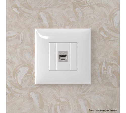 Компьютерная розетка RJ-45 без шторки в стену, кат.6А одинарная экранированная, "Avanti", "Белое облако"  4400773  DKC