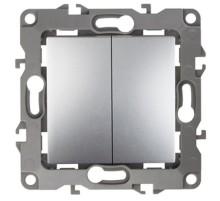 Выключатель двойной 12-1004-03   10АХ-250В, без м.лапок,  алюминий  Б0014653  ЭРА