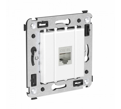 Компьютерная розетка RJ-45 без шторки в стену, кат.6А одинарная экранированная, "Avanti", "Белое облако"  4400773  DKC