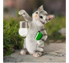 Садовый светильник Умный кот ERASF22-10 на солнечной батарее, полистоун, 28 см  Б0053355  ЭРА