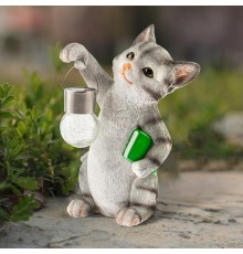 Садовый светильник Умный кот ERASF22-10 на солнечной батарее, полистоун, 28 см  Б0053355  ЭРА