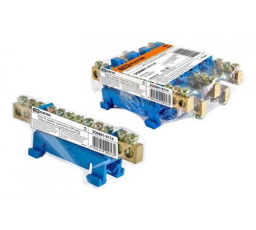 Шина "N" нулевая с изолятором на DIN-рейку 6x9мм стойка мал. 12 групп инд. стикер  SQ0801-0114  TDM