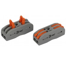 Клемма  NO-225-394 проходная 222-2412 с рычагами 2 полюса 0.08-2.5/4 мм2 (упаковка 20 шт.)  Б0067894  ЭРА