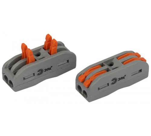 Клемма  NO-225-394 проходная 222-2412 с рычагами 2 полюса 0.08-2.5/4 мм2 (упаковка 20 шт.)  Б0067894  ЭРА