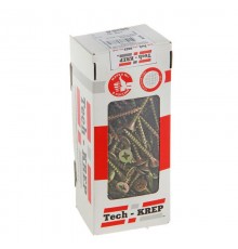 Саморезы универсальные 50х6,0 мм (100 шт) желтые - коробка с окном ( 0,593 кг)  102270  Tech-KREP