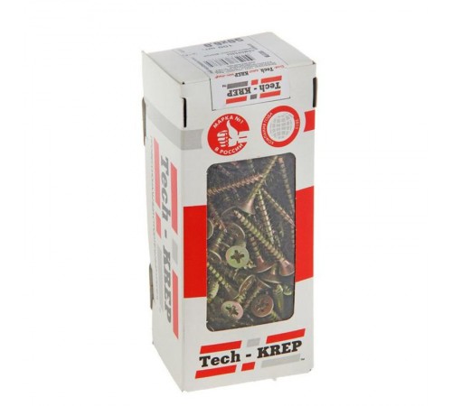 Саморезы универсальные 50х6,0 мм (100 шт) желтые - коробка с окном ( 0,593 кг)  102270  Tech-KREP