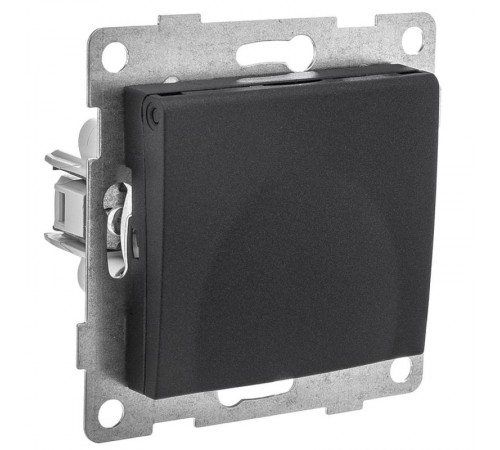Bravo Розетка 1-ой с/з с з/ш и крышкой, СУ, 16А, 250В, графит  С10Р91-010  GUSI Electric