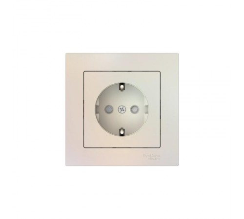 AtlasDesign Жемчуг Розетка с заземлением со шторками, 16А, (в сборе с рамкой), быстрозажимные клеммы  ATN000444S  SE