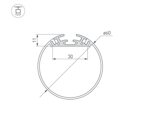 Профиль с экраном SL-ROUND-D60-2500 ANOD+OPAL  020474  Arlight