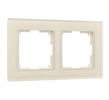 W0021141/ Электроустановочные изделия - Рамка на 2 поста (молочный, стекло)  a058814  Werkel