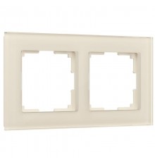 W0021141/ Электроустановочные изделия - Рамка на 2 поста (молочный, стекло)  a058814  Werkel