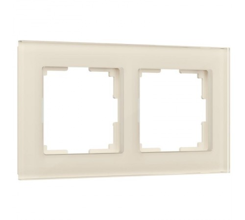 W0021141/ Электроустановочные изделия - Рамка на 2 поста (молочный, стекло)  a058814  Werkel
