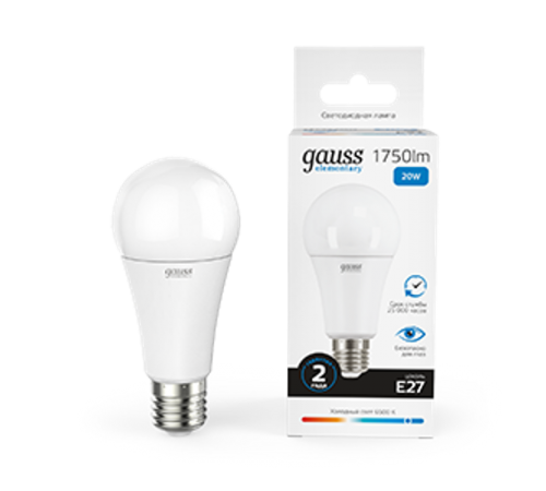 Лампа светодиодная LED 20Вт E27 220В 6500К Elementary A60  23239  Gauss
