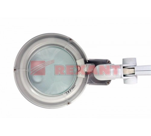 Лупа настольная 3D+12D с подсветкой, белая  31-0242  REXANT