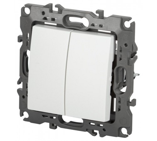 Выключатель ЭРА Серия 12 12-1104-01М двойной, 10АХ-250В, белый матовый   Б0065701  ЭРА