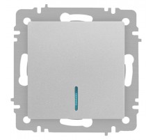Выключатель Intro Accent 6-102-03 с подсветкой, 10А-250В, IP20, СУ, AL/CU, алюминий  Б0063478  Intro
