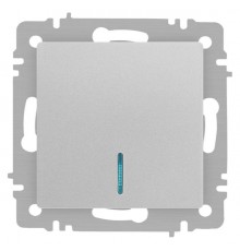 Выключатель Intro Accent 6-102-03 с подсветкой, 10А-250В, IP20, СУ, AL/CU, алюминий  Б0063478  Intro