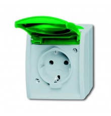 Розетка SCHUKO 16А 250В IP44 для открытого монтажа, c зелёной крышкой, серия ocean, цвет серый/сине-зелёный  2083-0-0819   2CKA002083A0819  ABB