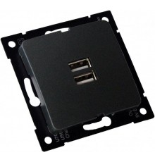 РС-USB-420-08 Розетка "Мастер" USB, С/У, механизм, цвет черный  РС-USB-420-08  HEGEL