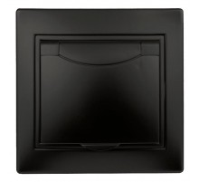 Розетка Intro Plano 1-203-05 с заземлением 2P+E Schuko с крышкой, 16А-250В, IP20, СУ, антрацит  Б0053896  Intro